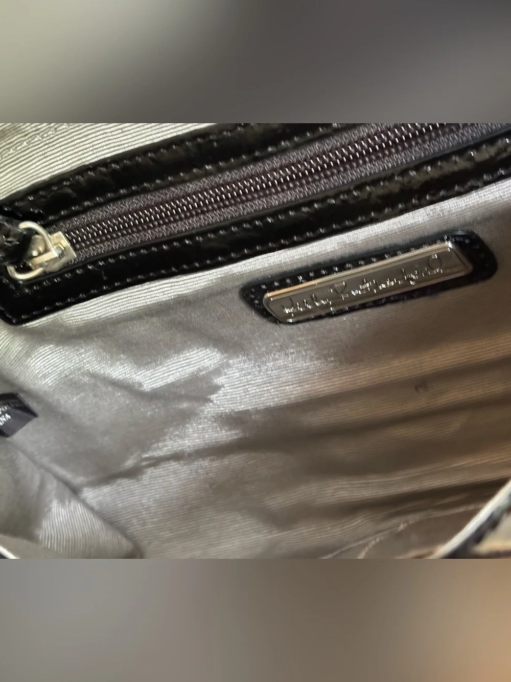 KELLY RUTHERFORD black patent RHINESTONE clutch SHOULDER BAG